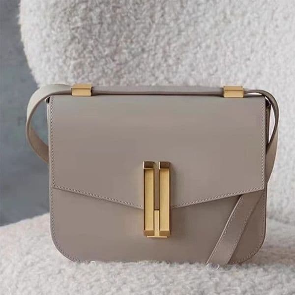 Luxury Designer The Vancouver Shoulder Bag, Women's Smooth Leather Crossbody Purse, Multi-Color Tone Hardware Adjustable Strap Chic Minimalist Daily Work Designer-2