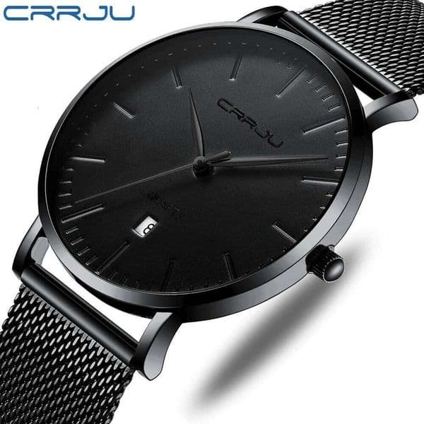CRRJU Simple Ultra thin Quartz Watch Stainless Steel Mesh Strap Men's Watches Fashion Waterproof Clock Men Casual Wristwatches 26L0521