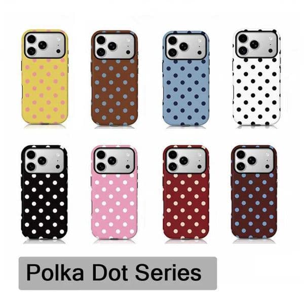 Fashionable and Simple Polka Dot Series Phone Case for iPhone17 17Air 16ProMax 16e 15 14 12mini 7Plus XR 2in1 glossy hard cas Z260521