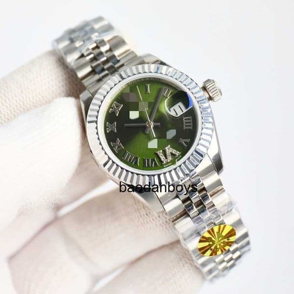just Automatic Luxury Mechanical Women Watch Wristwatch Date 28mm 904L Stainless Steel Case Diamond Dial Fluted Bezel Jubilee Bracelet Watch