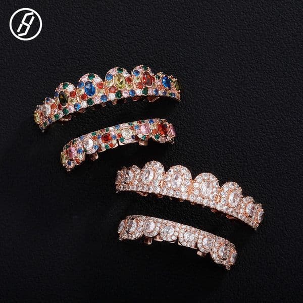 Zircon Titanium Steel Gold Plated Teeth Decorations Unisex Rapper Gold Teeth Jewelry Hip Hop Grillz Teeth Fashion Body Jewelry Original Jewelry Designer Grillz