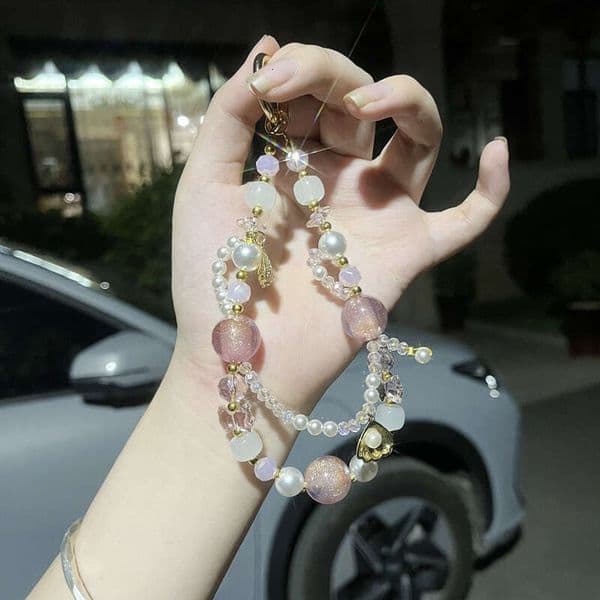 Xubai DIY Phone Chain Wrist Strap Crystal Beads with Spacers Flashing Pendant Decoration Ins