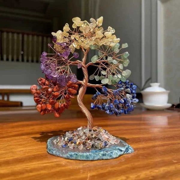 Vintage Gemstone Bonsai Tree with Mixed Crystal Stones Chakra Healing Feng Shui Decorative Tree Positive Energy Crystal Tree L260521