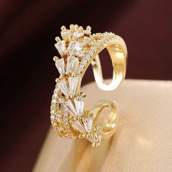 Simple Lines Cross Design Synthetic Zirconia WomenS Adjustable Opening Rings For Is Suitable Weddings And Banquets H260521