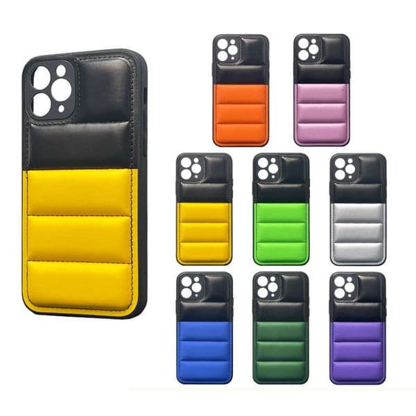 Designer Phone Case Urban Sophisticated Luxury Case Best Selling Two Tone Down Jacket PU Leather Padded Phone Case Suitable For17 16 15 Series Back Cover