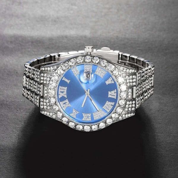 New Punk Iced Out Diamond Sparkling Quartz Watches Fashion Hip Hop Classic Silver Color Watch Jewelry Men Women Gift 26L0521