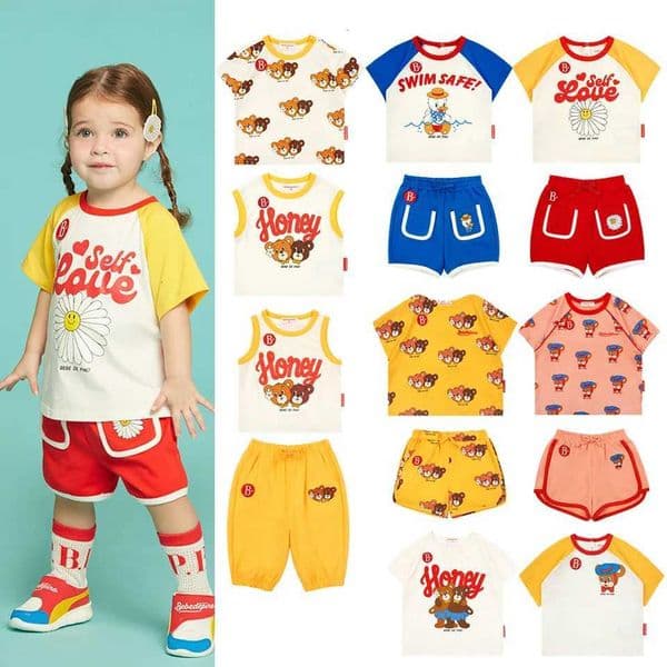 2026 Summer Baby Girls Cotton T Shirts Shorts Suits New Boys Cartoon Bear T-shirts Trousers Kids Clothes Girls Tank Top PantsT260521