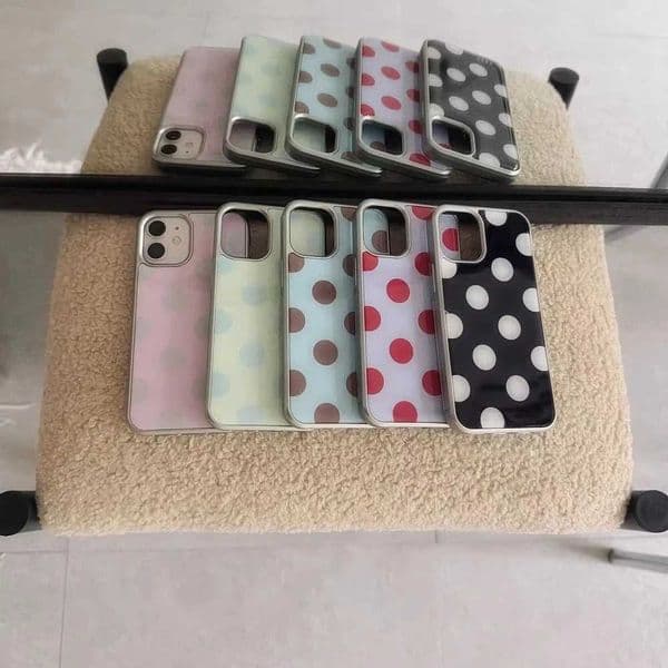 Korean ins Full Screen Polka Dots Phone Case For iPhone 17 Air 16e 16 Pro Max 15 14 Plus 13 12 11 Pro Shockproof Silicone Cover Z260521