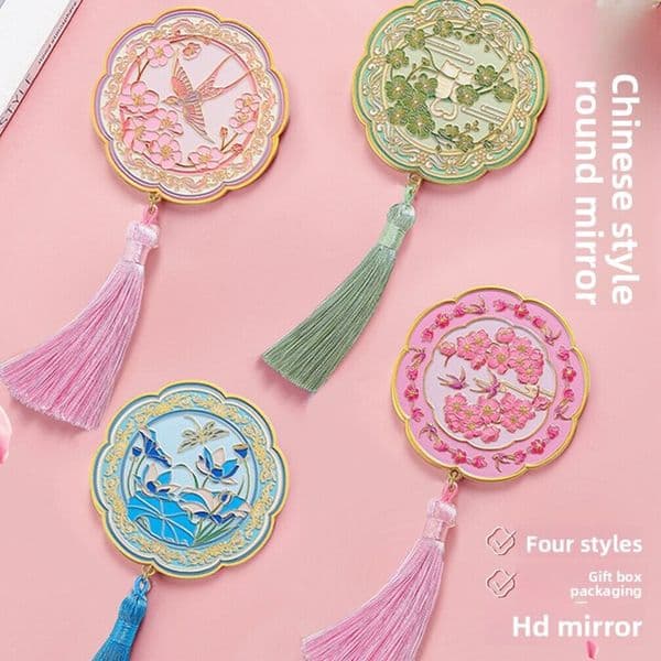 Designer Handheld Makeup Museum Cultural Creative art Portable Ancient Style Metal Beauty Mirror Travel Souvenir National Trend Free Shipping 8