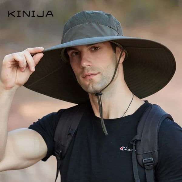 Men 15cm Wide Large Brim Sun Hat Bucket Hat Quick Drying UV Protection Fishing Hat Summer Outdoor Waterproof Fisherman Cap 260521