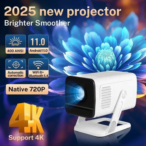 Mini Projector 1080P/4K Supported WiFi 6 Bluetooth 54 Android TV Short Throw Portable Beamer for Home Theater Outdoor Movie T260521