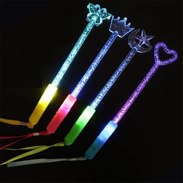 15pcs Festive Glow Fiber Optic Wands Light Up Butterfly Moon Star Crown Flashing Sticks with 3 Modes Led 260520