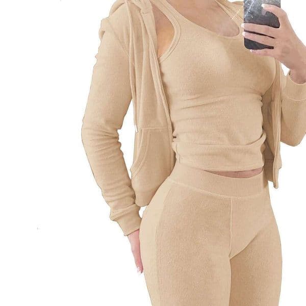 Women's Two Piece Pants Tracksuit Woman Double Face Fleece Vest Hooded Three Set Matching Jogger Lounge Wear Sports Female Bulk Wholesale 230209 695