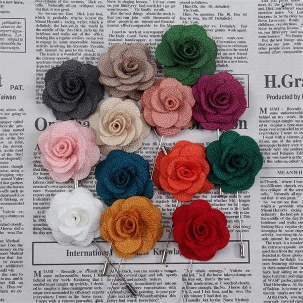 12pcs/lot Fabric Flower Brooches Men/Women Brooch Pins Suits Decoration Lapel Pins For Men Brooch for Suits Accessories 18 Color 260519
