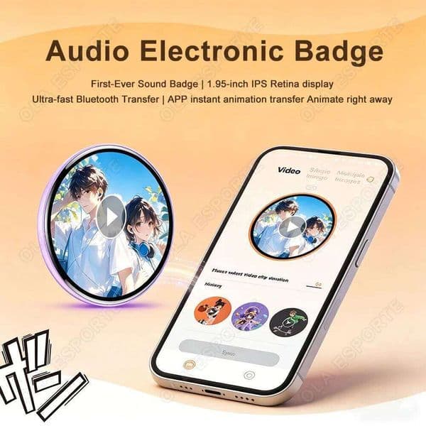 New HD Dynamic Display Smart For E-Badge Bluetooth Anime Digital Pin with App Control for Photos & Animations