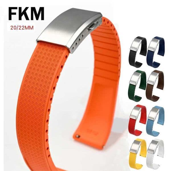 Fluoro Rubber Watch Band FKM Tropic Strap 18/19/20/21/22mm Folding Buckle Quick Release Adjustable Wrist Bracelet for Men Women L260521