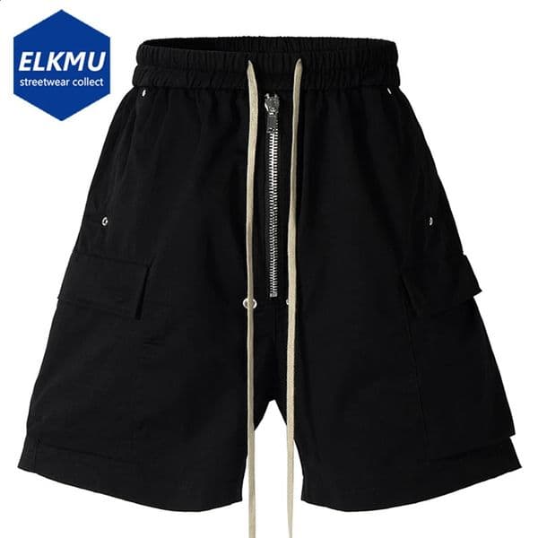 Men Summer Cargo Shorts RO Style Black Loose Casual Side Pocket Wide Leg Short Pants for Male 260521