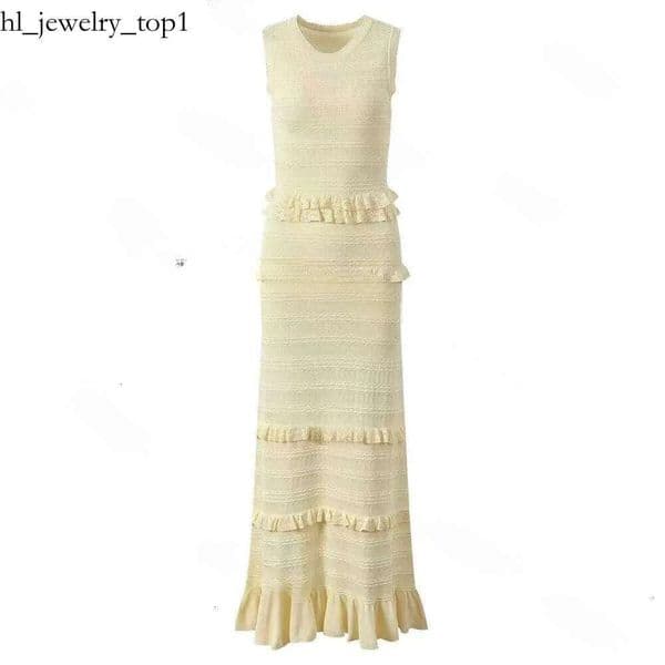 Designer For Woman 2026 Sleeveless Single-Breasted Knitted Maxi Women Elegant O-Neck Bodycon Long Summer Lady Party Robes Sandro Dress Bcf Mdng 292