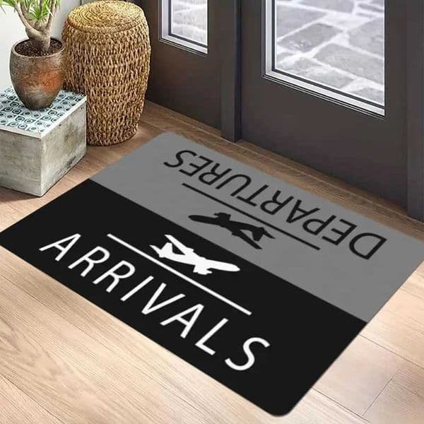 VIKAMA Aviation-Themed Rug With Departure/Arrival Signage Non-Slip Mat For Bedroom Living Room And ChildrenS Room DecorT260521