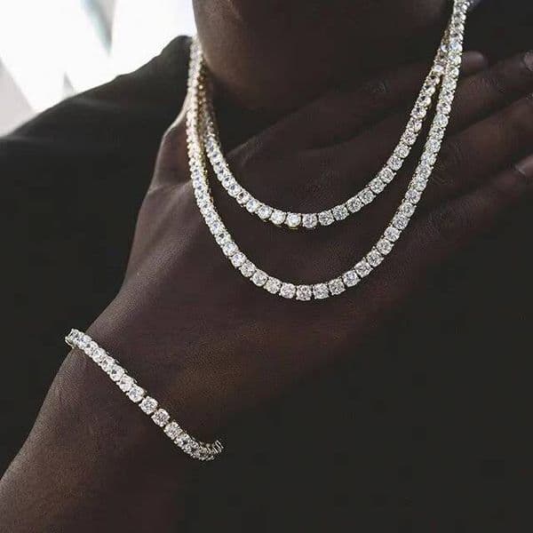Mens Hip Hop Moissanite Diamond Tennis Chain Necklace 925 Silver Cuba Chain VVS Jewelry with Ice Out Effect Versatile