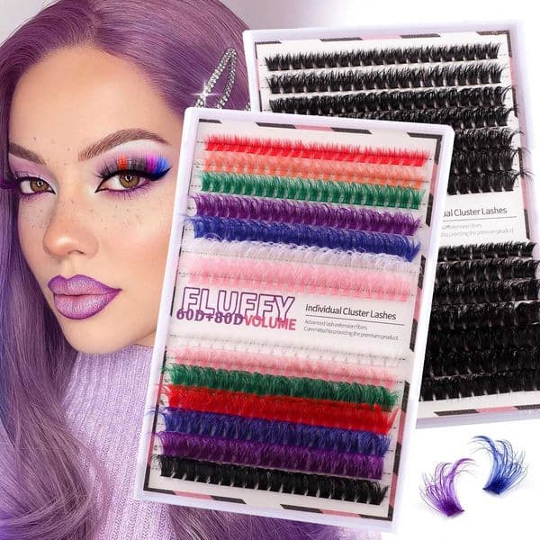 8 Colors Eyelash Extensions colorful 60D 80D Fluffy False Eyelashes Colour natural long cluster russian fanning lashes makeup C260521