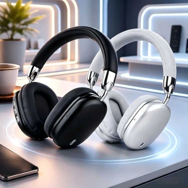 Premium Wireless Bluetooth Headphones Over Ear Foldable Headset with Mic Deep Bass HiFi Stereo Earphones Black Silver C260522