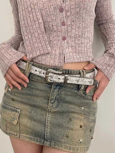 N Retro Y2K White Belt Women 2024 New Jeans With Korean Version Of The Waist Belt Design L260521