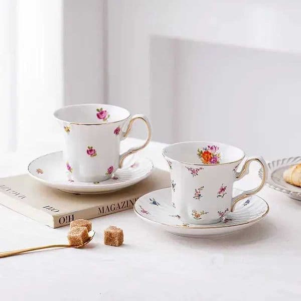 Retro British Style Flowers Tea Cup Set Phnom Penh Afternoon Tea Cup Saucer Set Coffee Cup Set Coffeeware Teaware 250mlT260522