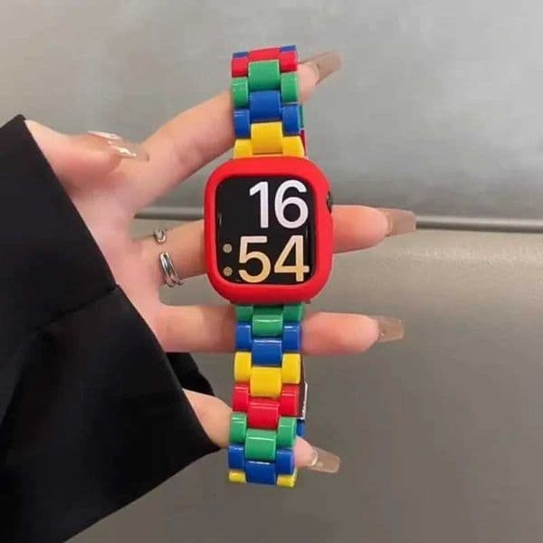 Candy LEGOStyle Resin Strap Silicone Case Cute Band For Watch 41mm 42mm 44mm 45mm 46mm 49mm iWatch Series 11 10 9 8 7 6J260522