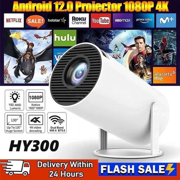 XFY Projector HY300 PRO 8K Android 12 Dual Wifi6 150ANSI Allwinner H726 BT5.4 1080P 1280*720P Home Cinema Outdoor Projetor NEW 26L0522