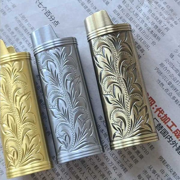 Retro Metal Arabesque Armor Lighter Case BIC Full Size Lighter Cover Pouche Protection Lighter Protective Sleeve for BIC J6 L260522