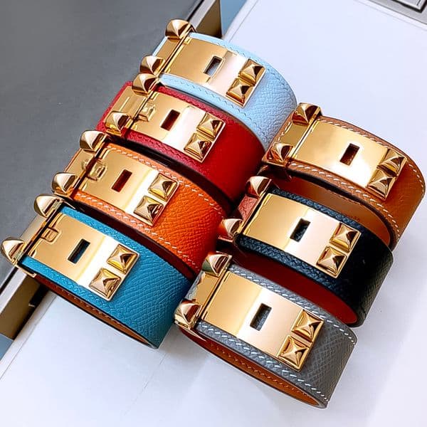 Designer Bracelet for Women Stainless Steel 18K Gold Plated Bangle Curved Leather Bangles Luxury Jewlery Designer for Women Premium Free Shipping Buy One Get One