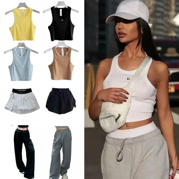 2026 New Designer Tanks Top Yoga Bra Fitness Ribbed Cropped SKIRT Women's Camis Tennis Breathable Sweatshirt Casual Sleeveless Sports Vest Clothes Free Shipping 432