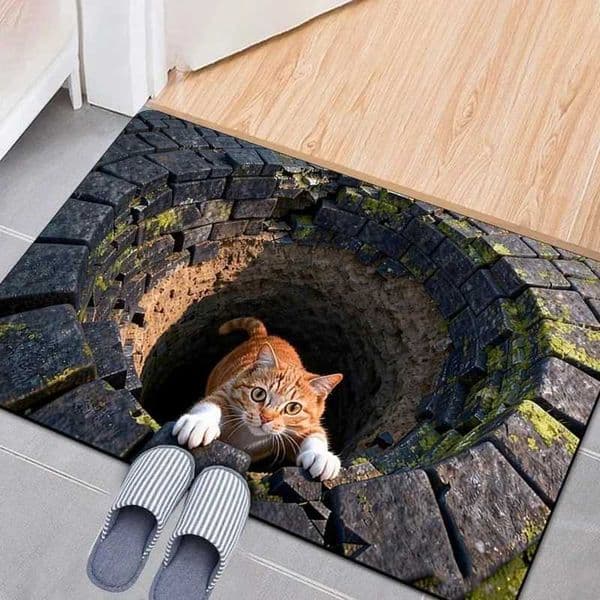 VIKAMA 3D Optical Illusion Cat-Shaped Rug Non-Slip Design Soft Carpet Ideal For Living Room Bedroom Bathroom Home Decor X260522