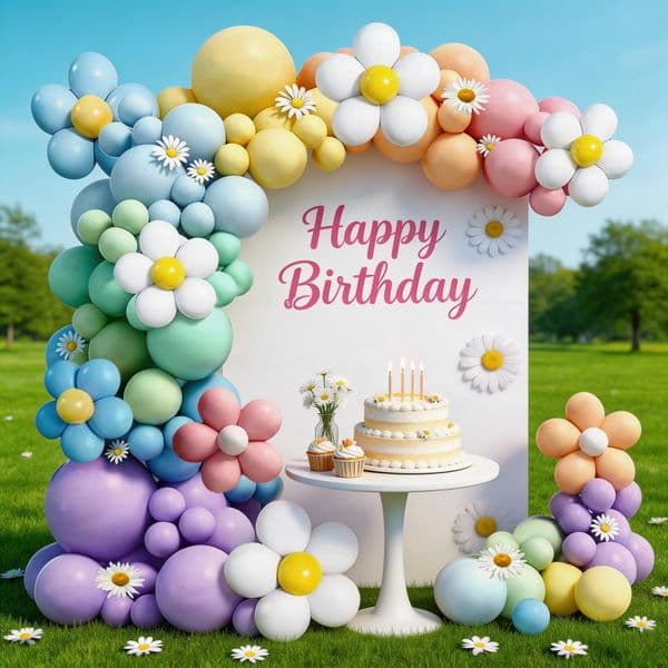 139 Pieces Daisy Rainbow Balloon Garland Set Macaron Color Kids Birthday Party Decor Baby Banquet Layout Supplies