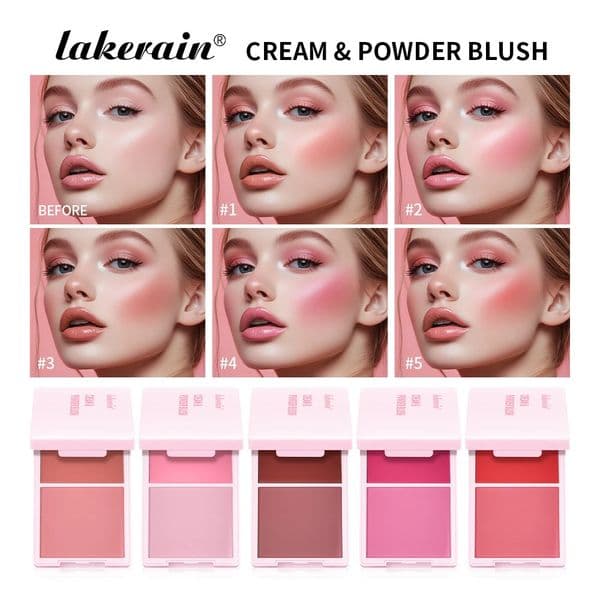 Cream Powder Blush Matte 5Colors Dewy Rosy Blush Makeup Pan Long-lasting Wearing High Pigment Natural Matte Blush Coics 260513
