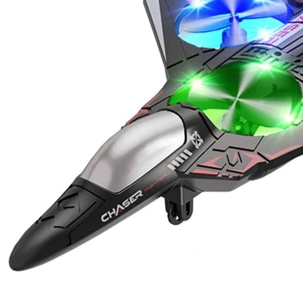 RC Airplane EVA Foam Fighter Jet Model Aircraft Fixed Wing Quadcopter 2.4ghz 4CH Night Lights for Boys Girls 26Y0522