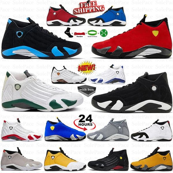 With Box 14 14s Mens Basketball Shoes Black University Blue Fint Grey Bred Laney Gym Red Blue Black Toe Desert sand Ginger Candy Cane Designer Sports Sneaker Trainers