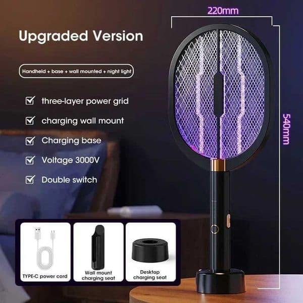 Powerful 3000V Electric Mosquito Killer Trap UV Lamp USB Type-C Automatic Rechargeable Portable for Home Camping OutdoorZHR260522