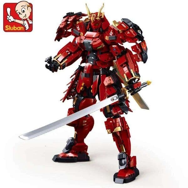Sluban 923PCS Flame War Warrior Mecha Building Blocks Mech Figure Model Bricks Desktop Decoration Display DIY Toy For Boys Gifts 26Y0522