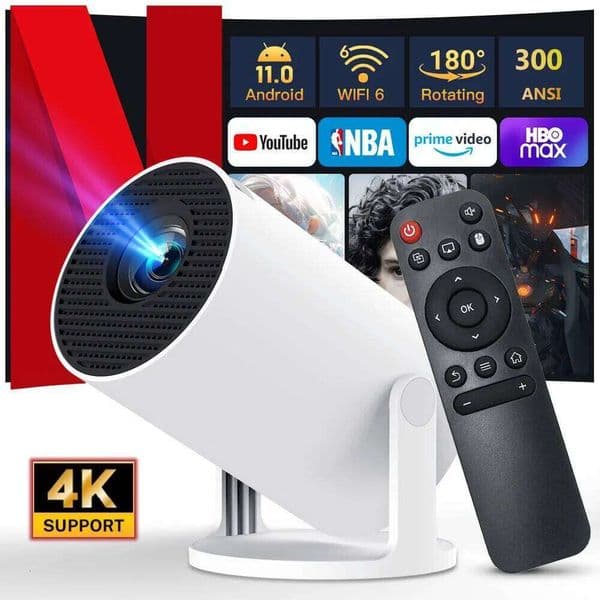 LynCast Projector HY300 Pro+ 4K Android 11 Dual Wifi6 300ANSI Allwinner H713 BT5.4 720P Native Outdoor Video Home Theater Cinema 26L0522