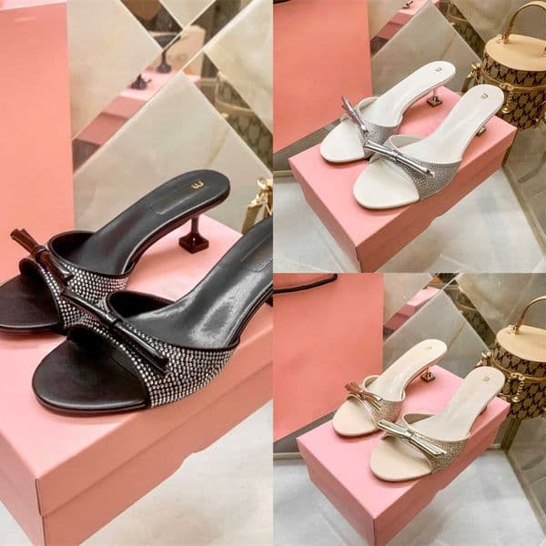 rhinestone Woman shoe Designer sandals sexy Beach Mule slider slingback Heel Party luxury Slipper summer Dance Slide Loafer sandale Z260521PBLR