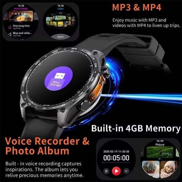 Hd300 Pro Men's AMOLDE GPS Track Offline Map4gbmemory Recorder Flashlight Outdoor Sports Fashion Smart Watch
