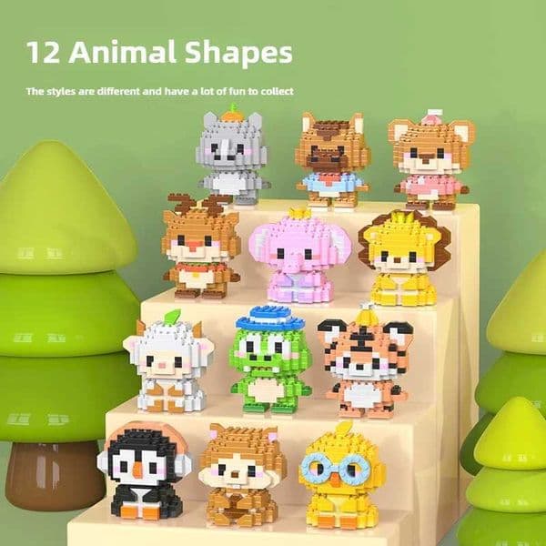 CHIldren Micro Building Block Toy Mini Animals Puzzle Assembling Bricks Table Decoration Toys for Kids Christmas Gifts Z260522