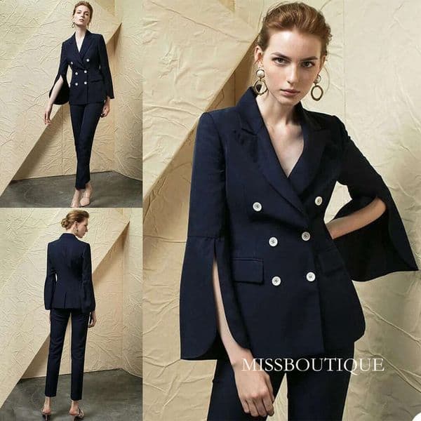 Navy Double Breasted Mother Of The Bride Pant Suits Bridal Suit Blazer Pants Coat Formal Business Party Prom Evening Tuxedos Q522