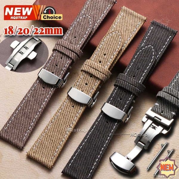 Clasp Smartwatch Leather Denim Style Strap 18mm 20mm 22mm Pin Buckle Watchband for Seiko Bracelet for Rolex for egaJ260522