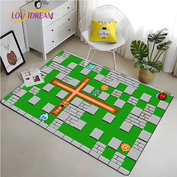 Bomberman Game Carpet for Living Room Bedroom Rug Kitchen Door Kid Unslip Floor Mat Birthday gift photography props Alfombra Rug X260522