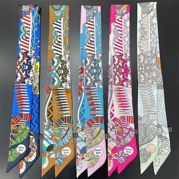 Brand Designer Women Scarf Luxury Silk Scarf Fashion Hair Headband Skinny Bag Scarves Neckerchief Tie Scarf Ladies 5x90cm With box