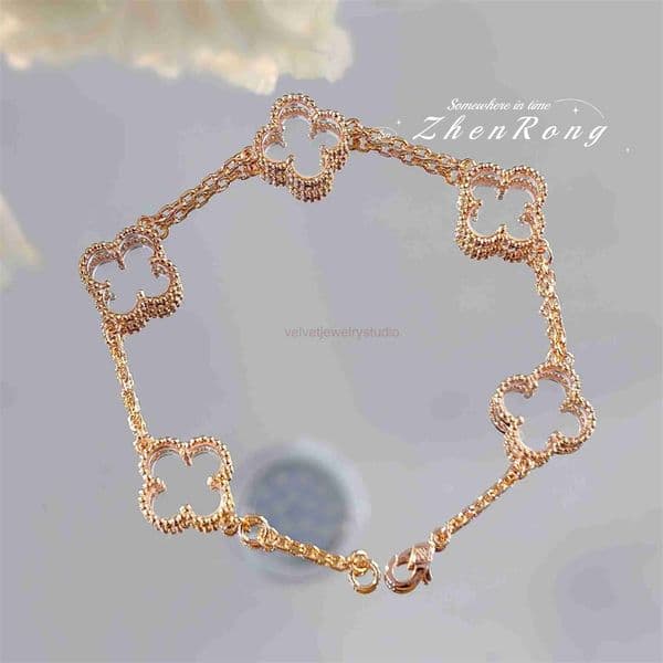 Designer Bracelet Vanly Cleafs Bracelet White crystal four-leaf clover five-flower bracelet five-flower four-leaf clover necklace for women