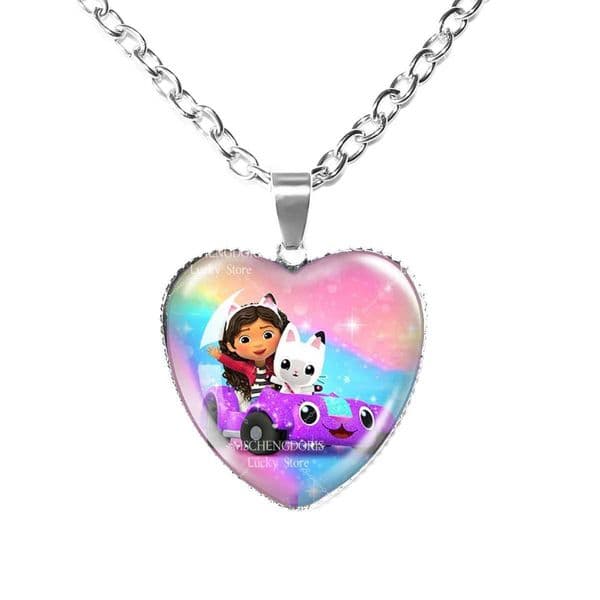 Gabbys Dollhouses Peach Heart Necklace For Girl Cute Jewelry Fashion Sweater Decoration Anime Cartoon Accessories Backpack Gift Z260522